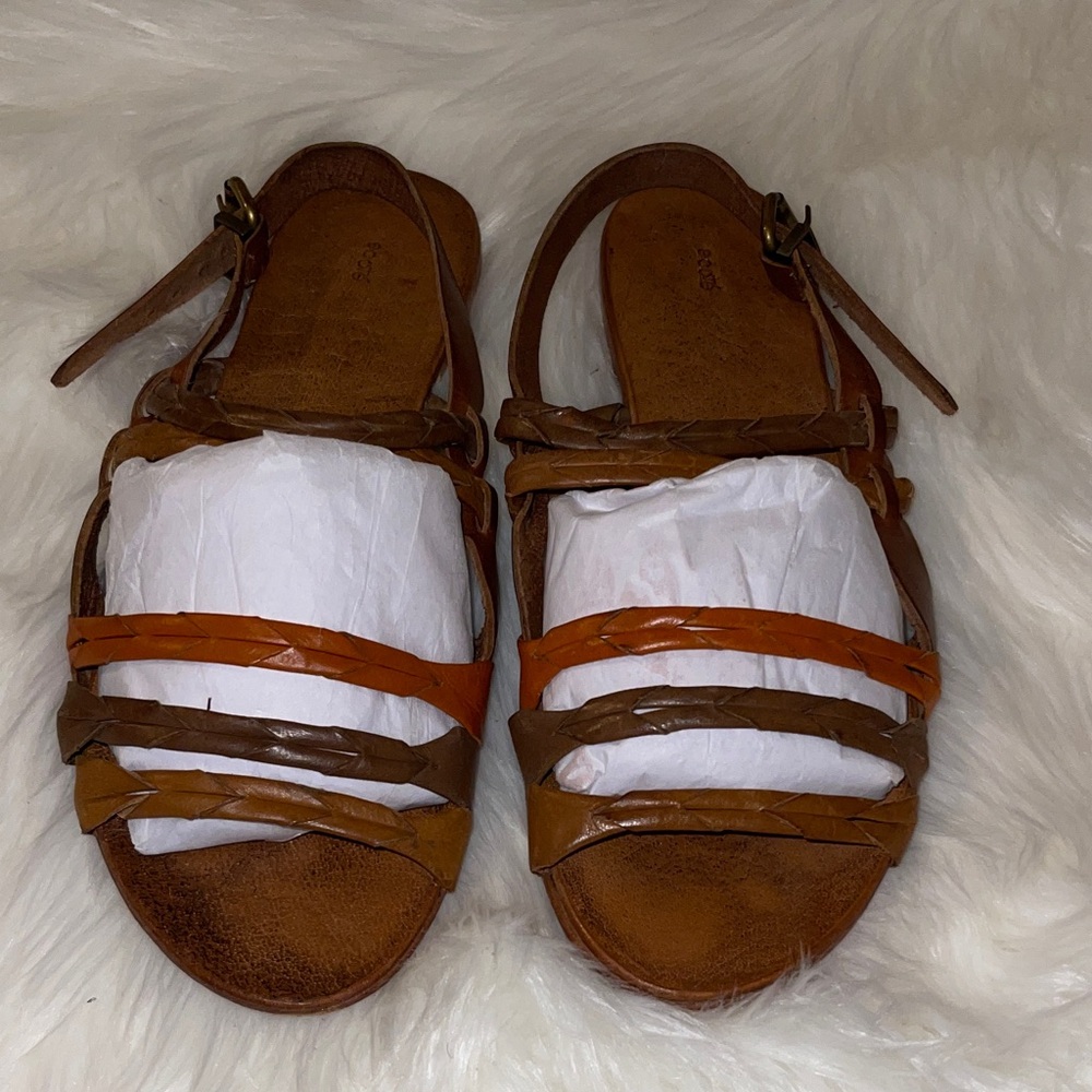 Ecote Brown and Orange Strappy Sandals - Picture 2 of 7